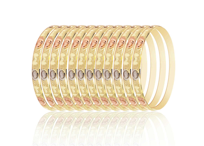 Three Tone Plated 6MM  Bangles